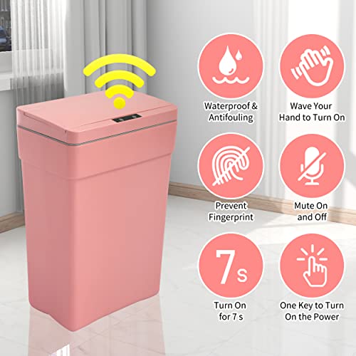 Caneca de basura plástica rectangular de 50 litros rosa miniatura 3