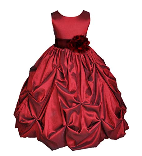 ekidsbridal Taffeta Pick-Up Bubble Apple Red Flower Girl Dresses Recital Dress Birthday Girl Dresses Communion Dress 301S 6