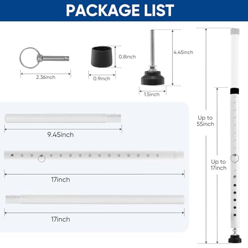 Sliding Door Security Bar, 17-55 Inch Adjustable Sliding Patio Door Lock Bar, 1inch Heavy Duty Window Security Bars with Rubber Tips, Sliding Glass Door Security Bar for Home Apartment - Image 6