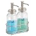mDesign Double Soap and Lotion Dispenser Pump Caddy for Bath or Kitchen Countertops - Clear/Satin