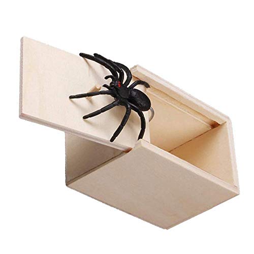 Funny Scare Box Spider Hidden in Case Prank-Wooden Scare Box Joke Trick Play Toys Personalized Gift Fool Your Friend Spider Toy