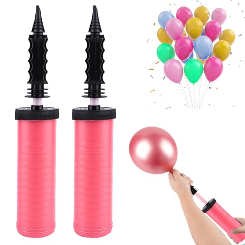 Luftpumpe Luftballons 2er-Set Ballonpumpe Manuell und Kompakt Pumpe für Luftballons Geeignet für Ballonbogen Partydeko Ballonpumpe Luftballon für Folien- und Konfetti-Ballons (Pink)