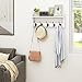 Homode Wall Shelf with Hooks, Coat Rack Wall Mount with Pegs, Hanging Entryway Coat Hanger, Wood and Iron Shelf for Bathroom, Hallway, Bedroom, White