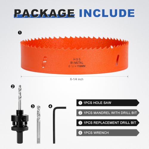Image of 6-1 /4 Inch Hole Saw 6.25 inch Circle Drill Bit Wood Metal Drywall Plastic Pipe