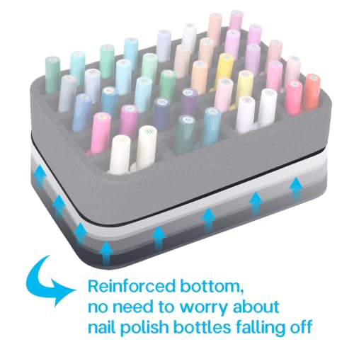 Image of Nail Polish Organizer Holder Foam Pad DIY with 20 Slots for Storage Nail Polish or Essential Oil Tray for Drawers Black