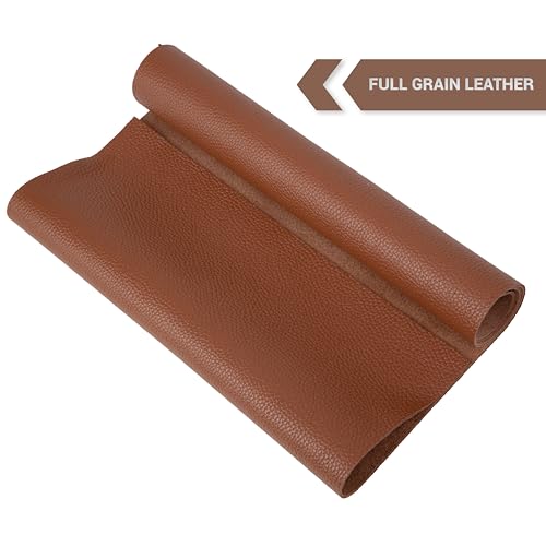 Shkira 24''X12'' Genuine Light Brown Dotted Leather Sheets for Hobby Workshops - Tooling Square - 2.0MM Thick Genuine Top Full Grain Oil Tan - Thick Leather Pieces