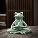 OwMell Ceramic Zen Frog Decor, Ceramic Yoga Pose Meditation Frog Staute for Home Zen Decoration - Prayer