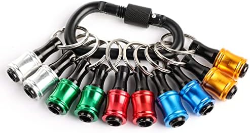 Katerk 10pcs 1/4 Inch Hex Shank Drill Bit Holder Keychain Quick Release