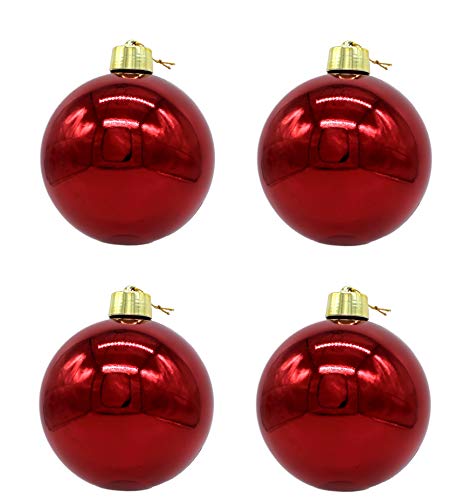 DARO DEKO Weihnachts-Kugel XXL Ø 20cm - 4 Stück rot glänzend