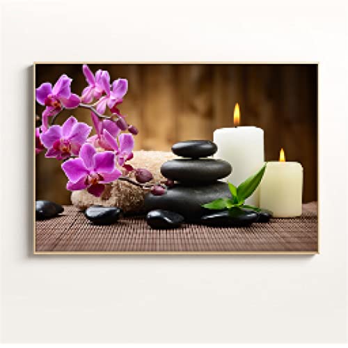 Tableau moderne spa et fleurs en toile peinture haut de gamme sans cadre