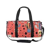 Huakz Cactus Flower Travel Duffle Bag Impression Cartoon Single shoulder bag Orange Red for Gym Spor