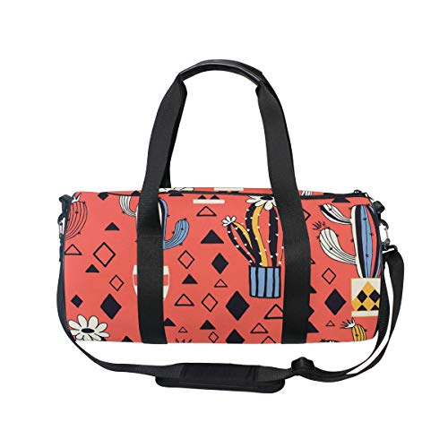 Huakz Cactus Flower Travel Duffle Bag Impression Cartoon Single Shoulder Bag Orange Red For Gym Sports And Overnight #TOP16