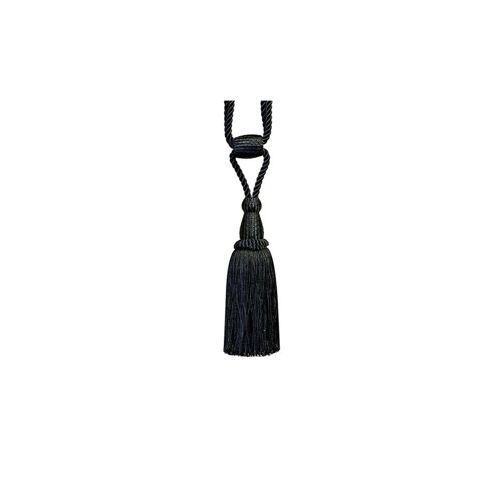 Tassel Window Curtain Tiebacks, Moveable Embrace, Set of 2 (Black)