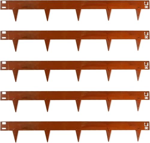 UNIGARDIA Borduras Jardín Flexible con Piquetas 5 m - Bordura Metálica de 15 cm de Altura - Fácil de Instalar - Separador Jardín Exterior con Guantes Incluidos - Acero Corten