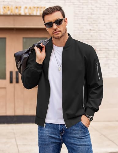 COOFANDY Men Bomber Jacket Lightweight Casual Windbreaker Zip Up Coat Fashion Stylish Fall Jackets with Pocket4