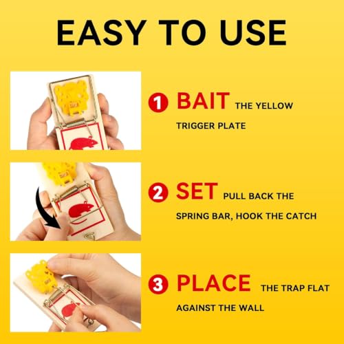 Image of LULUCATCH Mouse Traps,48 Pack Classic Plastic Pedal Snap Traps for Indoor Outdoor Use, Fast & Effective High Catch Rate Wooden Mouse Traps, Reusable Mice Rodent Traps for Home, Garage & Kitchen