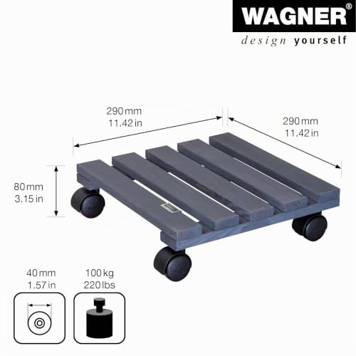 Miniatura 2 de Wagner Soporte Con Ruedas Para Plantas Nature 29 X 29 X 8 Cm I Para Interior I Madera Maciza Fsc , Antracita I Soporte De Macetas Con Ruedas I Capacidad De Carga 100 Kg I Fabricado En La Ue - 20015901