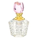 MOBUTOFU Nachfüllbare Kristallparfümflasche mit Rosenförmigem Verschluss Stabiler Basis im Vintage Stil als Romantisches Wohnaccessoire für Badezimmer und Zuhause in Rosa