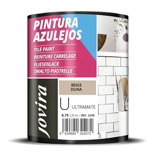 JOVIRA PINTURAS Vernice Per Piastrelle 750 ml |ultra opaco a Base d'acqua. Date un nuovo look alla vostra cucina e al vostro bagno. (750 Millilitri,Beije Duna)