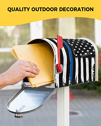 American National Flag Mailbox Covers Magnetic Standard Size,Decorative Post Letter Numbers Box Wrap Decoration Covers Accessories For Garden Yard Outdoor Décor,Black White Blue Geometry Stripe #TOP4