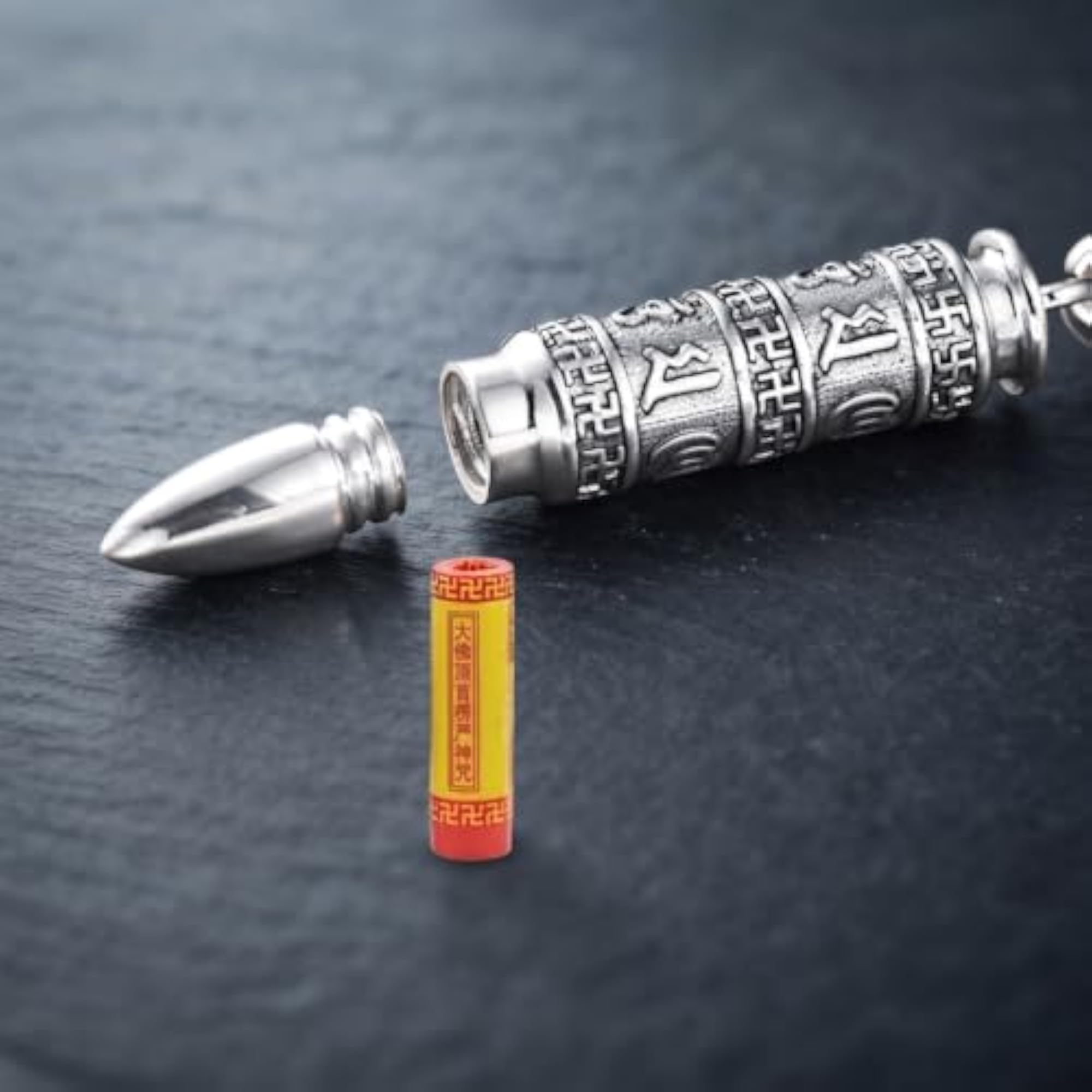 Men's Mantra Bullet Titanium Steel Pendant Necklace
