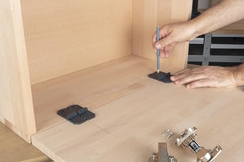 wolfcraft Scharnierloch-Set - 4656000 - Zur einfachen Installation von Topfscharnieren, Ø 35 mm - Bohrschablonen, Forstnerbohrer, Zentrierbohrer und Holzspiralbohrer