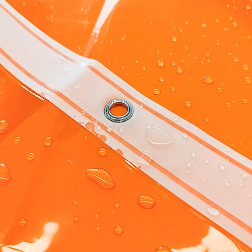 Image of Barossa Design Extra Long Shower Curtain Liner with 3 Magnets - 72 inch x 84 inch XL, Waterproof PEVA Lightweight Shower Liner for Bathroom, PVC Free, Metal Grommets - Clear Orange, 72x84