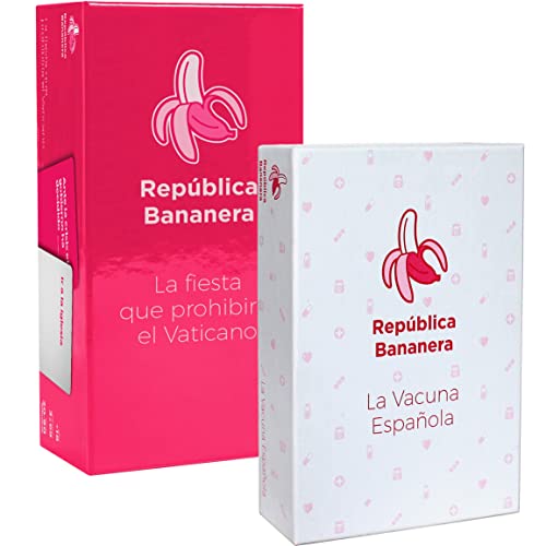 La Vacuna Española -República Bananera - Juego Cartas para Fiestas - Juegos de Mesa en Español - Risas con Amigos, Diversión Asegurada - De 3 a 69 Jugadores - 150 Cartas (Pack República Bananera)