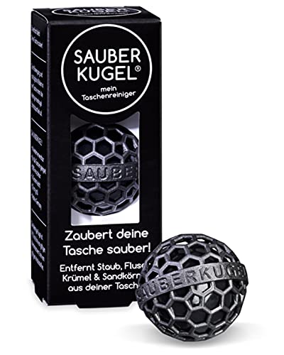 SAUBERKUGEL® para el bolso | Gasolina | Limpiador de bolsos reutilizables para bolsos, carteras y mochilas | Recoge la suciedad, las migas y la pelusa | Sin silicona ni PVC (3,5 cm)