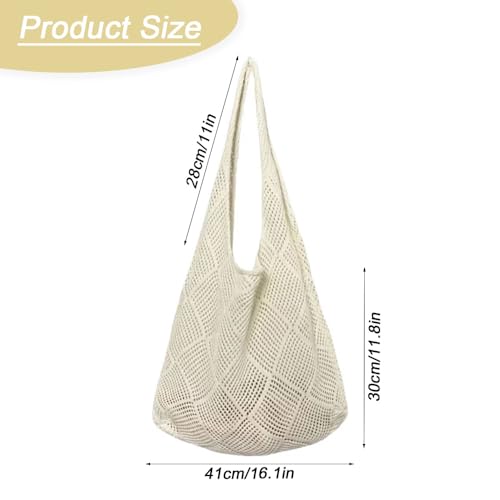 Crochet Tote Bag Knitted Beach Bag Handbags Retro Holiday Bags for Women Travel Shopping Vacation Beach Daily Work - Image 2