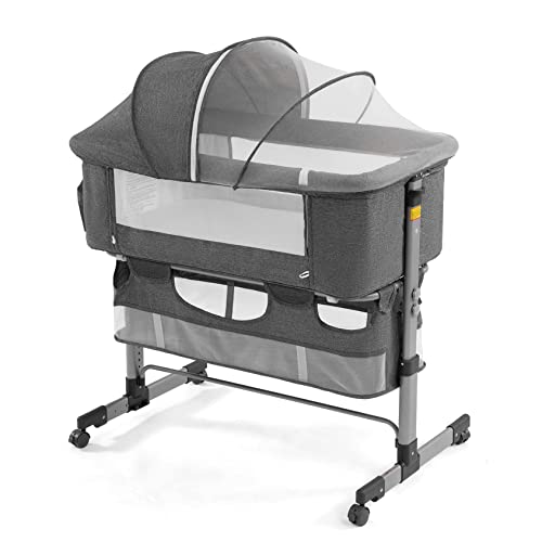 Nordmiex Bedside Sleeper Bedside Crib, Baby Bassinets 3 In 1 Travel Baby Crib,Bedside Bassinet Co Sleeping With Breathable Net And Storage Bag,Infant Bassinet For Bed (Gray) #TOP11