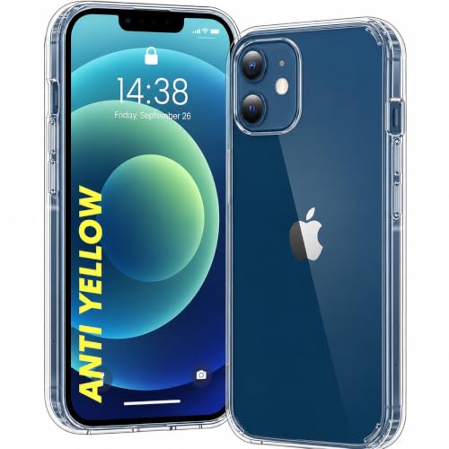 Image of DIZORO Crystal Clear Back Case Cover for iPhone 12 Non Yellowing Transparent Cover |Hard Back Cover Clear Case for iPhone 12 with Anti-Yellow (PC, Transparent)