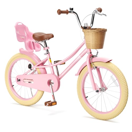 Image of Glaf Girls Bike Bicycle for 2-12 Years Old 12 14 16 20 inch Kids Toddler Bike with Training Wheels and Basket,Doll Seat, Kids Bike Bicycle for Gift