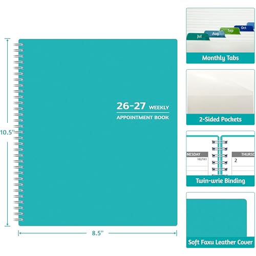 Libro de citas 26-27 de tapa flexible verde para ordenar citas sin caos 6