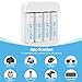 Lithium AA Batteries Rechargeable 1.5V 8 Pack 3600mWh with Charger (4-Bay Independent Slot), Long Lasting Double A Size Battery for Blink Batteries
