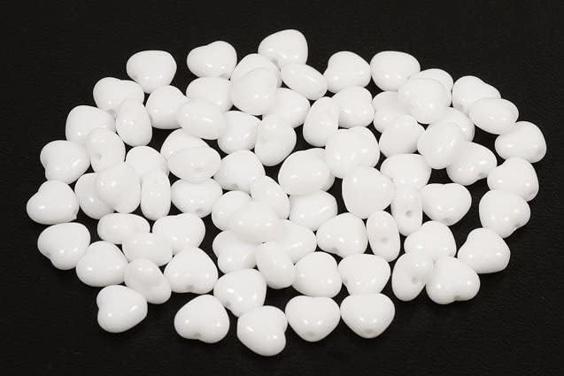 60pcs Heart Beads 6 x 6 mm, Chalk White (3000), Bohemia Crystal Glass, Czechia 11179001
