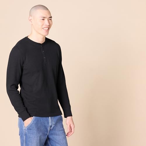Amazon Essentials heren Henley-shirt met lange mouwen, wafelpratoon en slanke pasvorm - Afbeelding 4