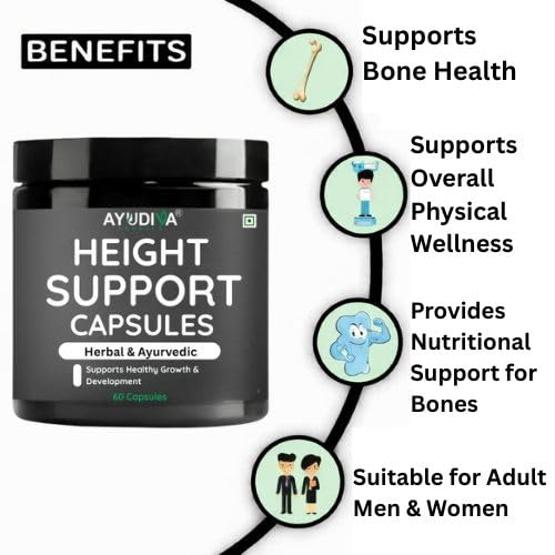 Image of Height Support Capsules | Ayurvedic & Herbal | Supports Healthy Growth & Body Development | 60 Veg Capsules