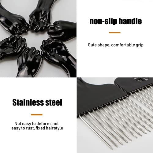 IRYNA Metal Afro Comb Professional Smooth Hair Pick Wide Tooth Hair Pick Comb for Curly Hairdressing Styling Tool, Pack of 1 - Image 4