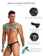 sunshinelady Herren Dessous Set PU-Leder Bondage Harness Sissy Reizwäsche für Mann Brustgurt Oberteil mit Slip Armband Männer Unterwäsche Lingerie Cosplay Kostüm Gay Blau Große Größen L
