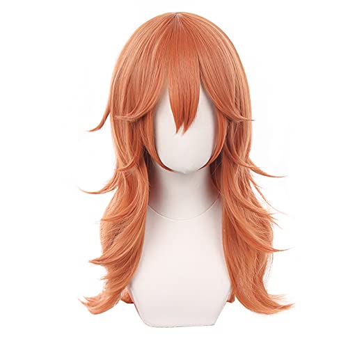 Anime Cosplay Wig for Chainsaw Man Angel Devil Cosplay Wig Long Curly Hair with Bangs for Women Girls + Free Wig Cap