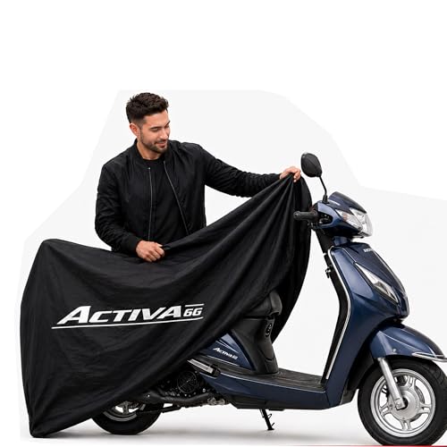 Image of Kayme Motorcycle Cover Waterproof Heavy Duty All Weather, Quad 4 Wheeler Cover Sun Rain Snow Protection (Mid-Black, Activa 6G)