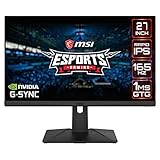 MSI G273QPF, 27' Gaming Monitor, 2560 x 1440 (QHD), Rapid IPS, 1ms, 165Hz, G-Sync Compatible, HDMI, Displayport, Tilt, Swivel, Height Adjustable, Pivot