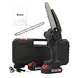 CUSROS Mini motosierra eléctrica de 6 pulgadas, inalámbrica, tijeras de podar de mano, motosierra eléctrica sin escobillas, motosierra de batería portátil, cortador de ramas de árbol con bloqueo de
