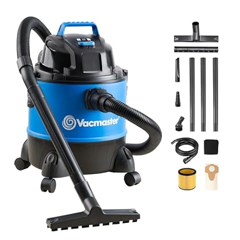 Vacmaster Suchy i mokry wielofunkcyjny odkurzacz warsztatowy ze zintegrowaną wtyczką i funkcją dmuchania, 1250 W, 20 litrów, niebieski