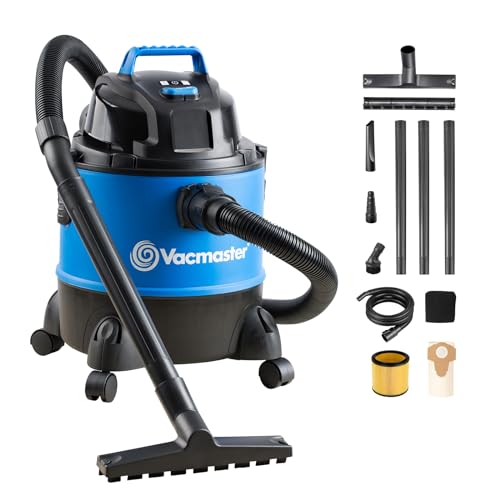 Vacmaster Suchy i mokry wielofunkcyjny odkurzacz warsztatowy ze zintegrowaną wtyczką i funkcją dmuchania, 1250 W, 20 litrów, niebieski