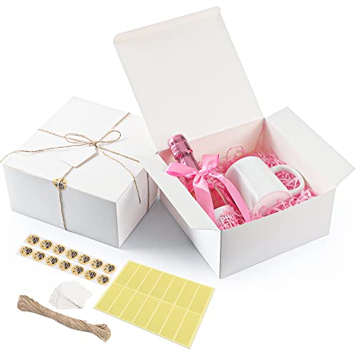 White Gift Boxes 14 Pack, 8X8X4 Inches Gift Boxes With Lids For Easter, Bridesmaid Groomsmen Proposal Box, Birthday Gift Box And Party Favor Boxes With 28M String, 14Xtags, Stickers, Sealing Adhesives #TOP21