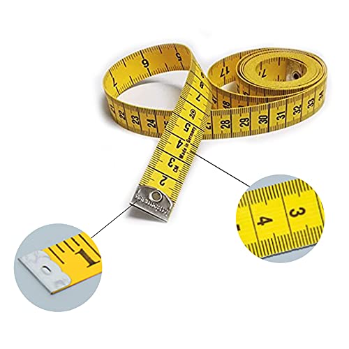 Body Measuring Tape, 1.5m Dual Sided Tape Measure for Body Measuring, Soft Measuring Tape Ruler for Cloth Fabric Tailor and Sewing, Yellow