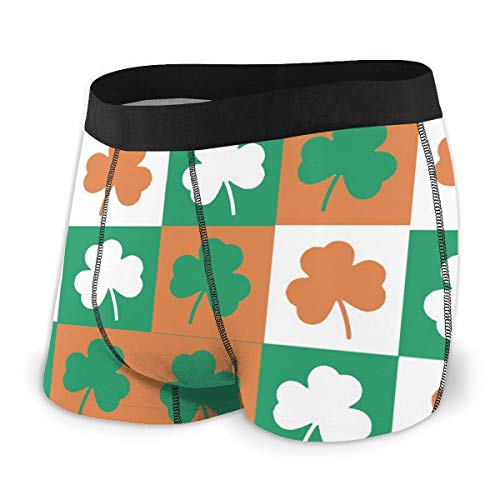 Herren Clover Irland Flagge Bund Boxershorts Ultra Weich Atmungsaktiv Leicht Alltag Unterwäsche Boxershorts für Männer, Schwarz , L