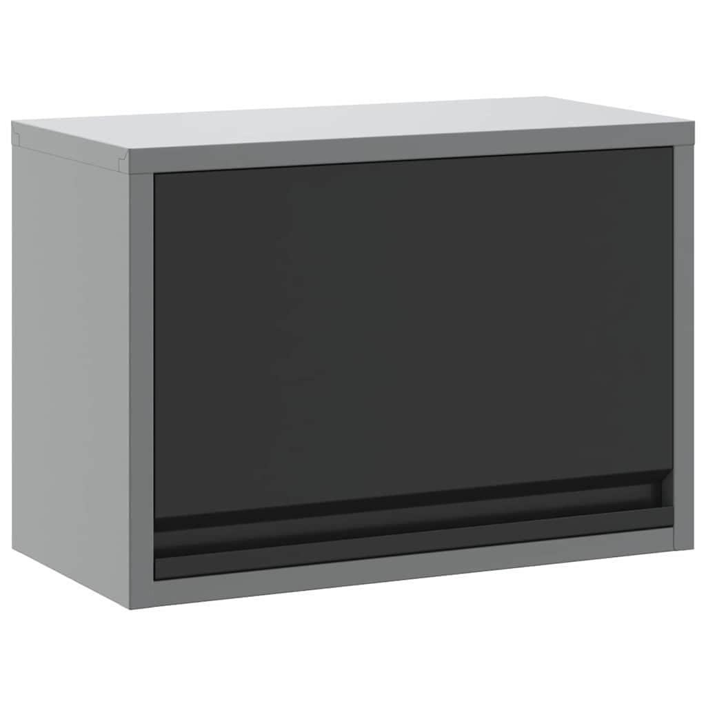 vidaXL Armoire à outils avec stockage Noir et gris 50 x 25 x 35 cm, Atelier, coffre à outils en acier rectangulaire, rangement durable, organisateur moderne pour garage
